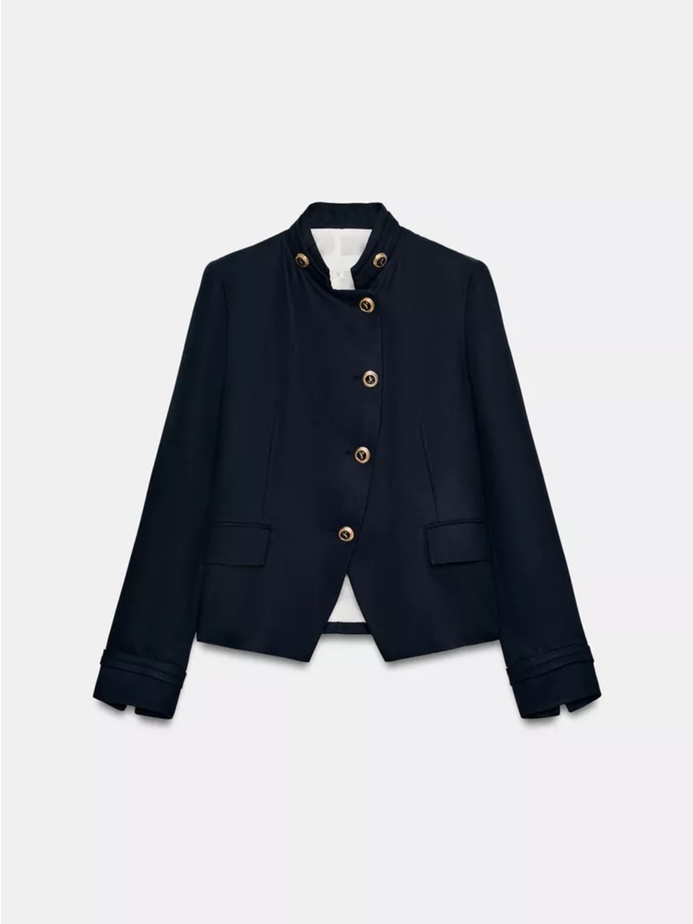 Zara Blogger favorite Navy Blue Fitted Blazer with Gold Buttons Feminine Size M - Picture 2 of 10
